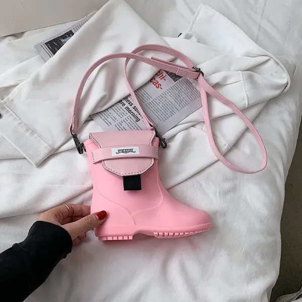 Design Rain Boot Crossbody Bag Pink - 1