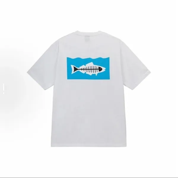 Design Fish Skeleton Graphic White T-Shirt - 1