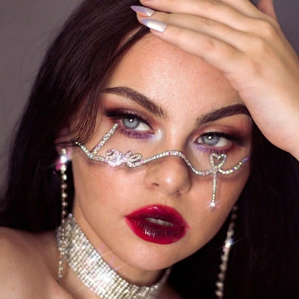 Design Custom Crystal 'Love' Face Jewelry Set Silver Jewelry