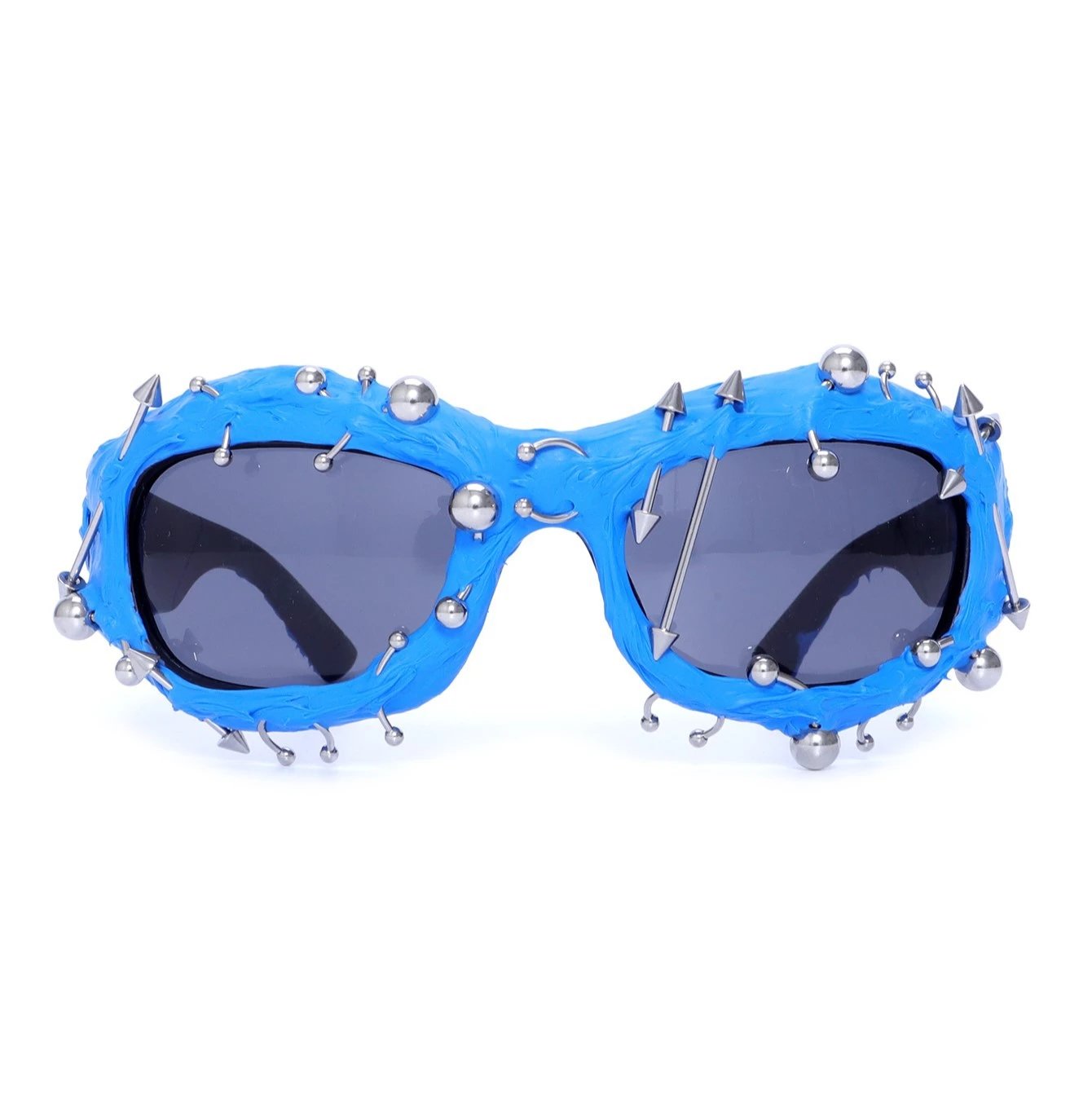 Design Spiked Blue Oversized Sunglasses