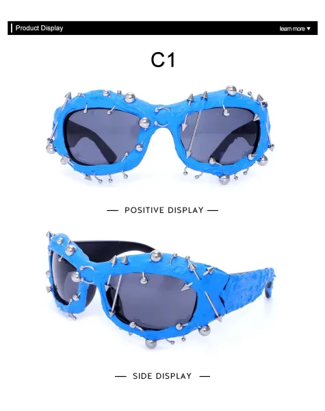 Design Spiked Purple Oversized Sunglasses - 12