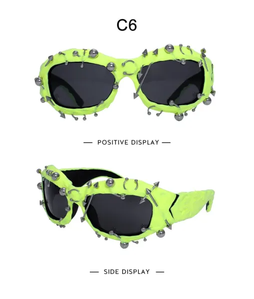 Design Spiked Purple Oversized Sunglasses - 17