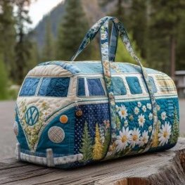 Design Volkswagen Bus Floral Quilted Duffle Bag - 1
