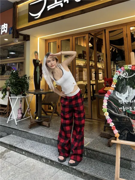 Design Floral Print Wide-Leg Pajama Pants White Sleepwear - 9