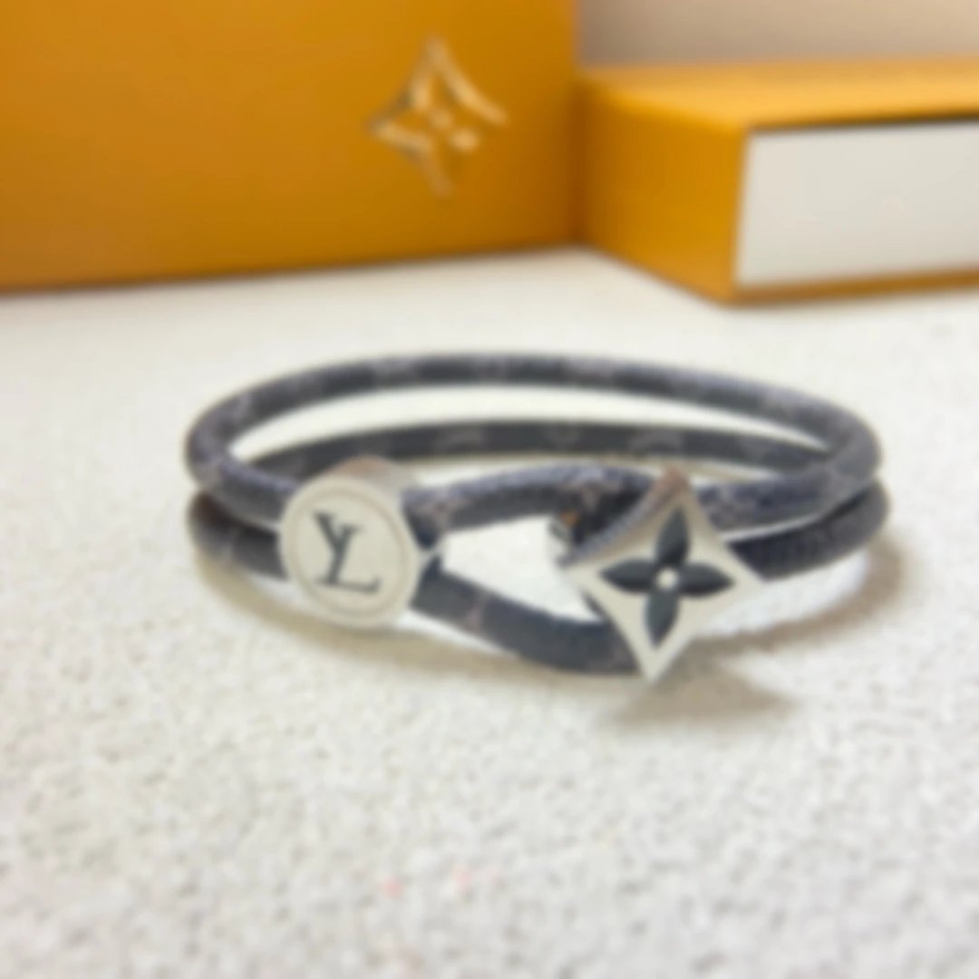 Louis Vuitton Monogram Flower LV Bracelet Black and Gold Bracelet Jewelry - 8