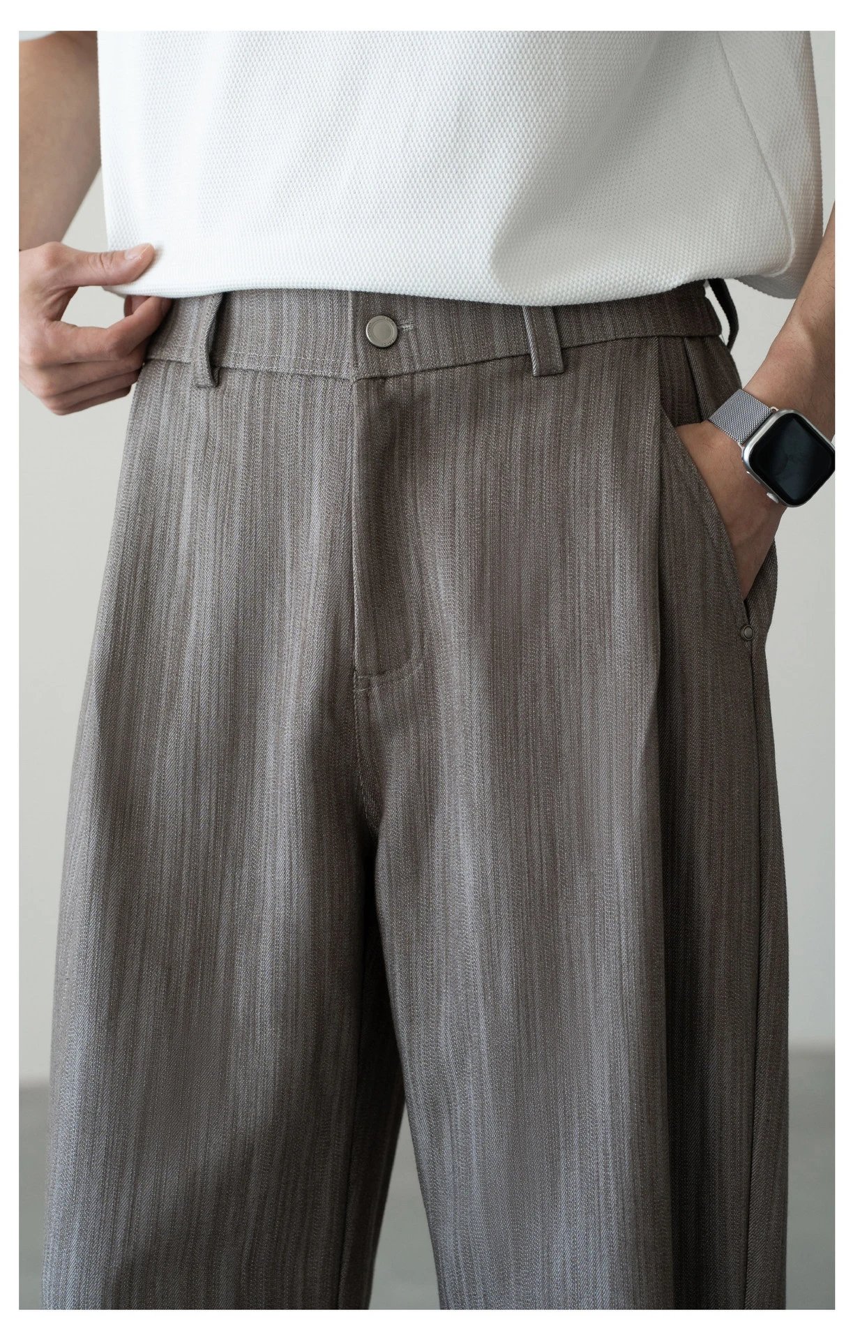 Design Wide-Leg Pleated Trousers Black Pants - 27
