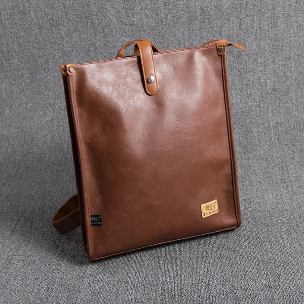 Design Vintage-Style Brown Leather Messenger Bag - 1