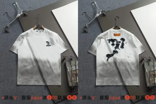 Design Distressed Graphic Ombre T-Shirt White / Gray - 1