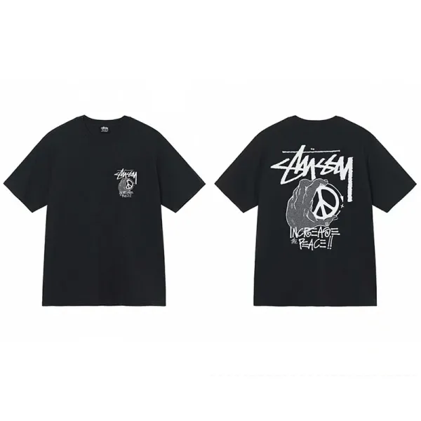 Stussy Peace Sign Graphic T-Shirt Black - 1