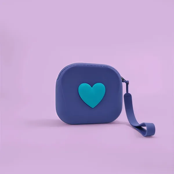 Design Heart Accent Mini Wristlet in Navy Blue Clutches - 1