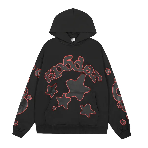 SP5DER Outline Star Black Hoodie - 51