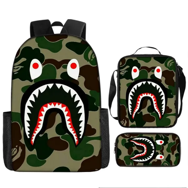 A Bathing Ape Shark Camo Backpack Set Multicolor Bags - 1