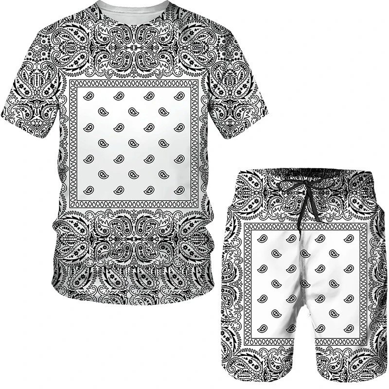 Design Bandana Print Purple Set T-Shirt and Shorts - 9