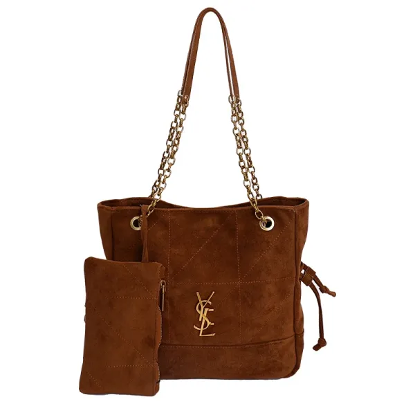 Saint Laurent Medium Niki Suede Brown Chain Shoulder Bag - 16