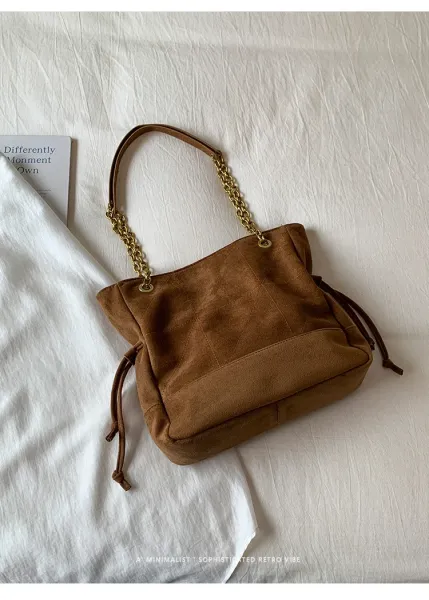 Saint Laurent Medium Niki Suede Brown Chain Shoulder Bag - 18