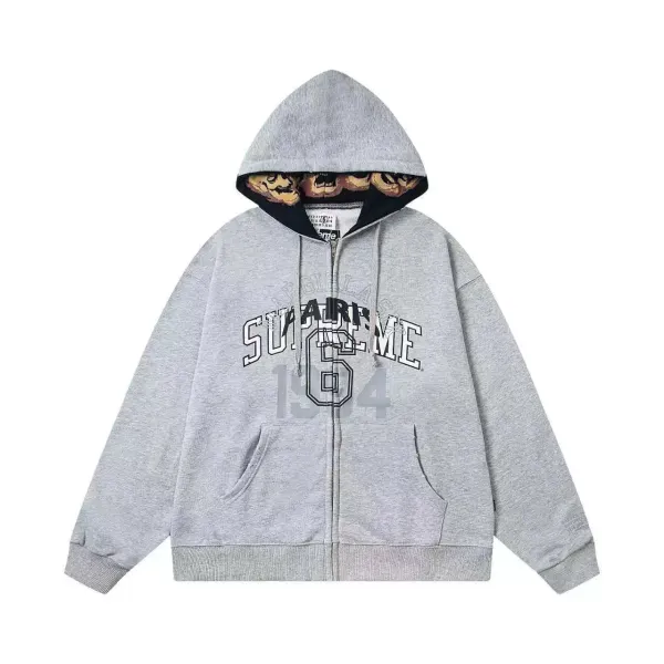 Supreme Archive Logo Zip-Up Hoodie Gray - 8
