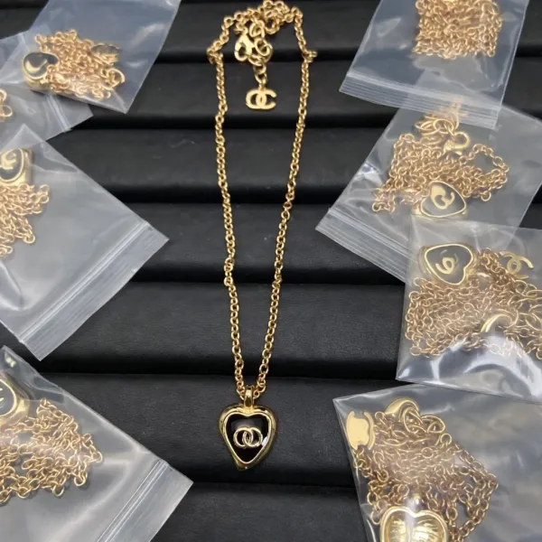 Chanel Heart Pendant Necklace Gold Jewelry - 1