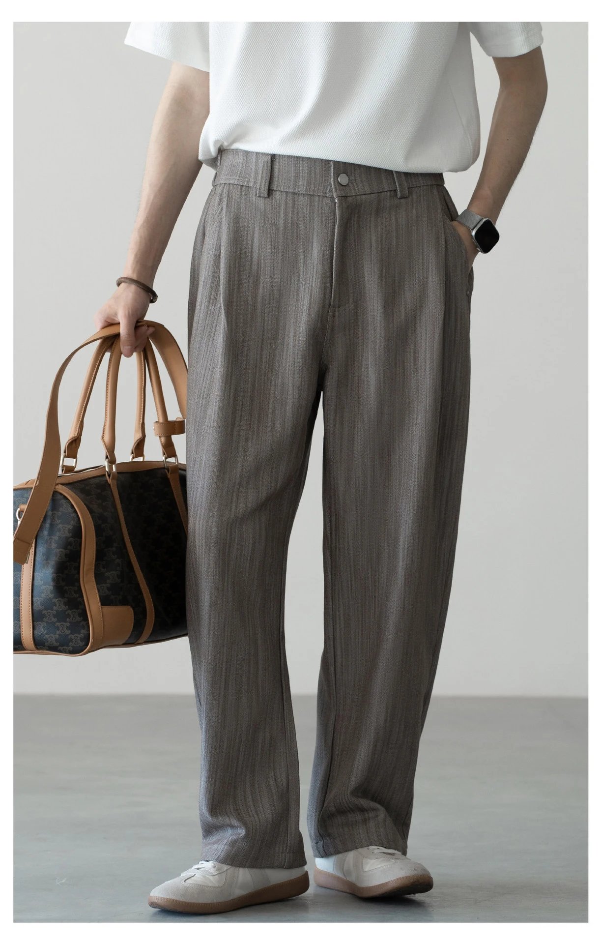 Design Wide-Leg Pleated Trousers Black Pants - 19