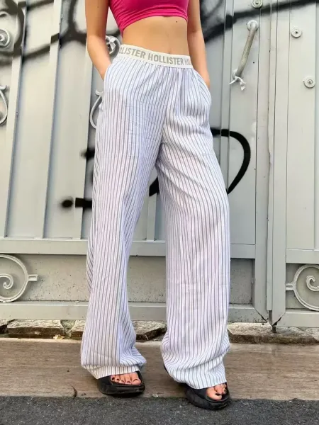 Design Floral Print Wide-Leg Pajama Pants White Sleepwear - 18