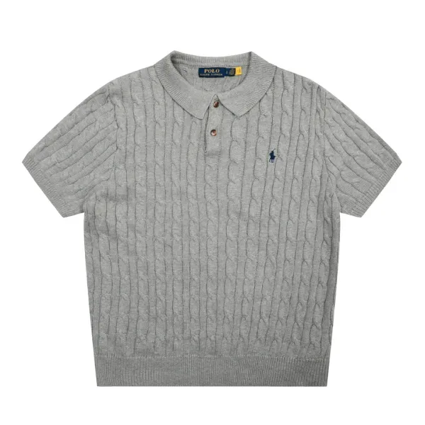 Polo Ralph Lauren Cable Knit Short Sleeve Sweater Purple - 5