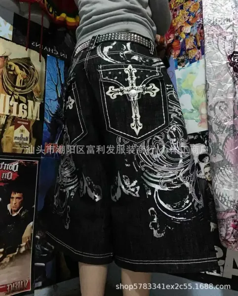 Chrome Hearts Cross Embroidered Black Denim Shorts - 7