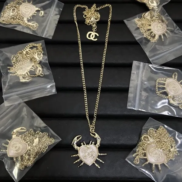 Chanel Crab Heart Pendant Necklace Gold Jewelry - 1