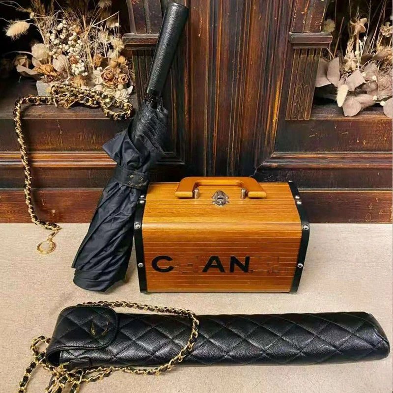 Chanel Quilted Chain Umbrella Case Black Accessory - 5