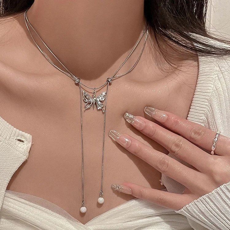 Design Pearl Bead Necklace with Rocking Horse Charm and Matching Ring Set Jewelry - 9