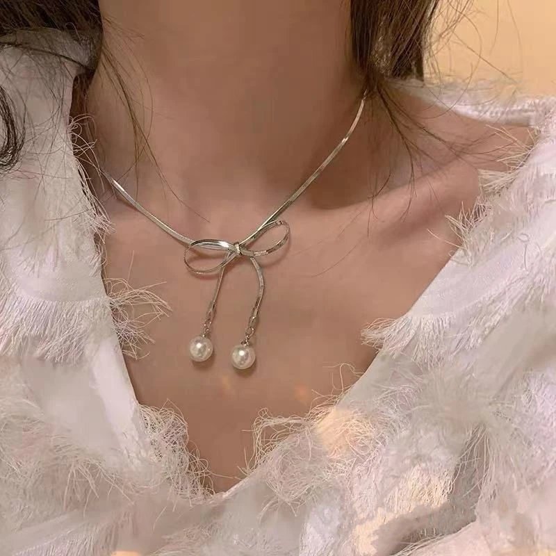 Design Pearl Bead Necklace with Rocking Horse Charm and Matching Ring Set Jewelry - 14