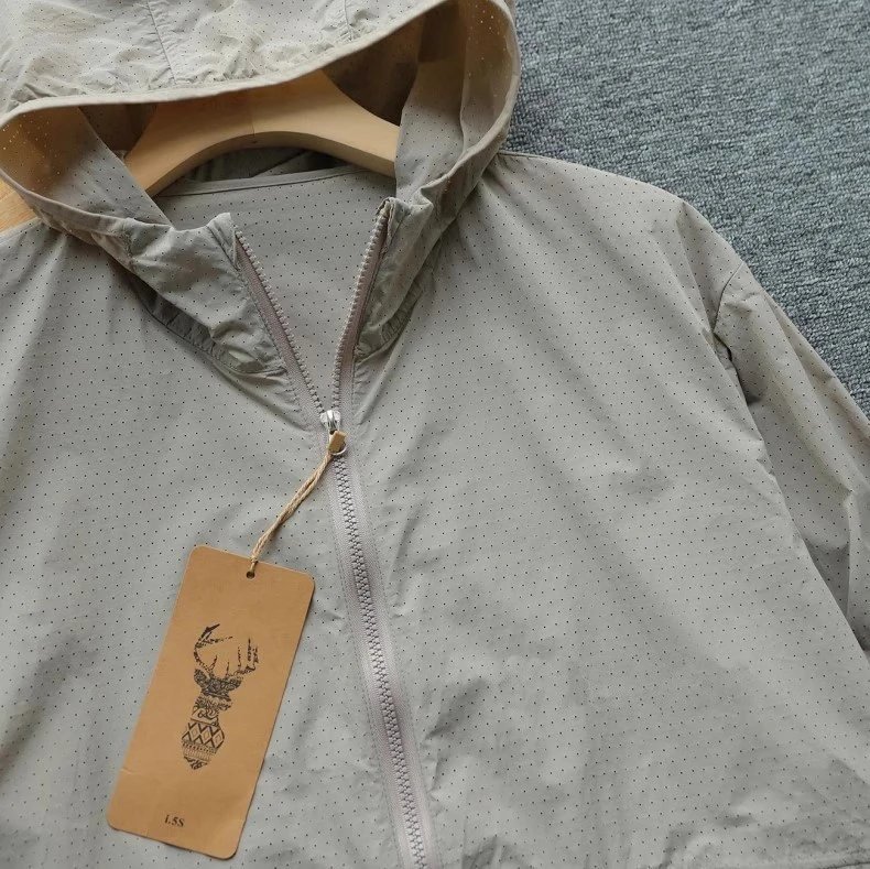 Design Lightweight Hooded Windbreaker Beige Outerwear - 11