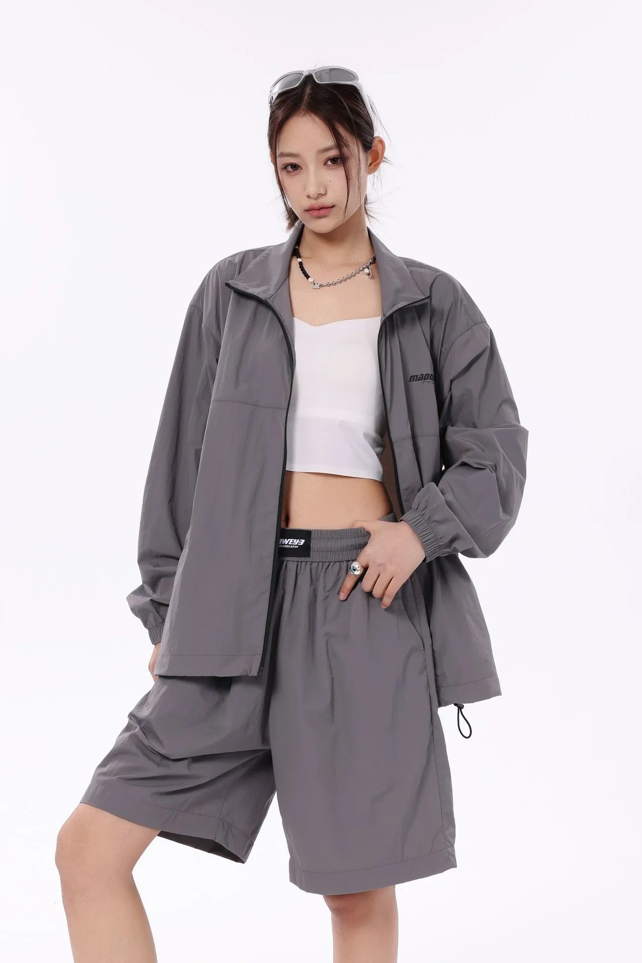 Design Maoqiaoyi Windbreaker Set Beige Outerwear Set Sets - 12