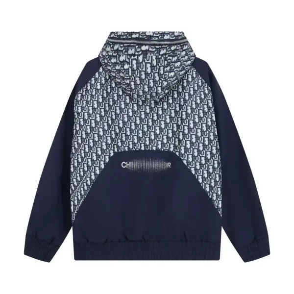Dior Oblique Print Hooded Windbreaker Navy - 5