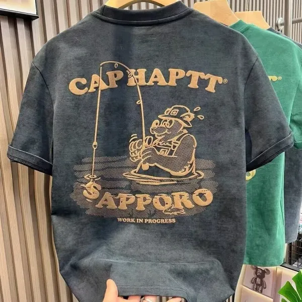 Carhartt Work In Progress x Sapporo Fishing Graphic T-Shirt Dark Wash - 1