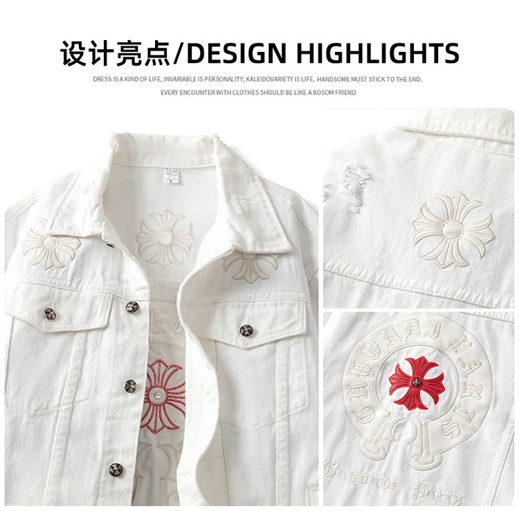 Chrome Hearts Black Embroidered Cross Denim Jacket - 5