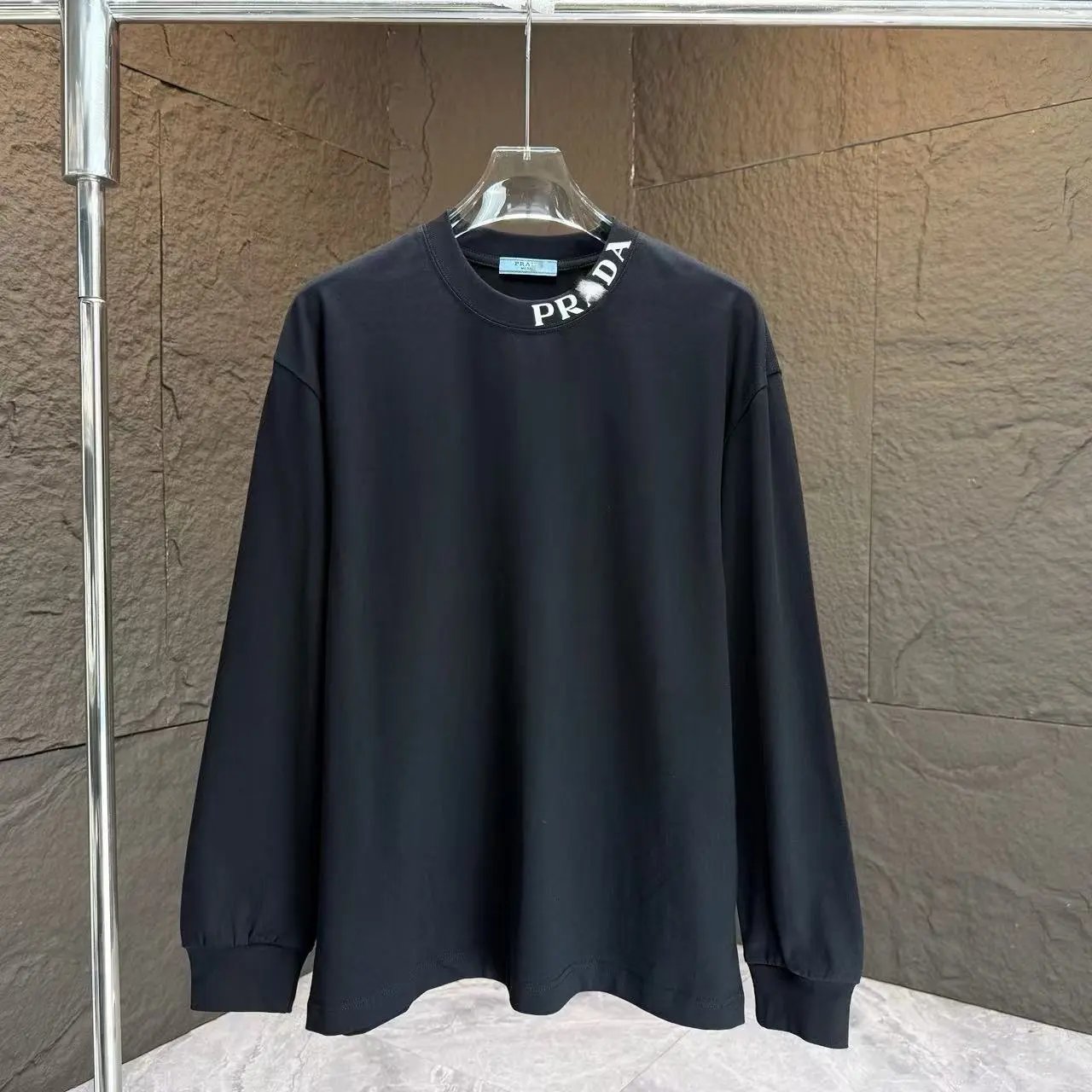 Prada Logo Trim Long-Sleeve T-Shirt White - 8