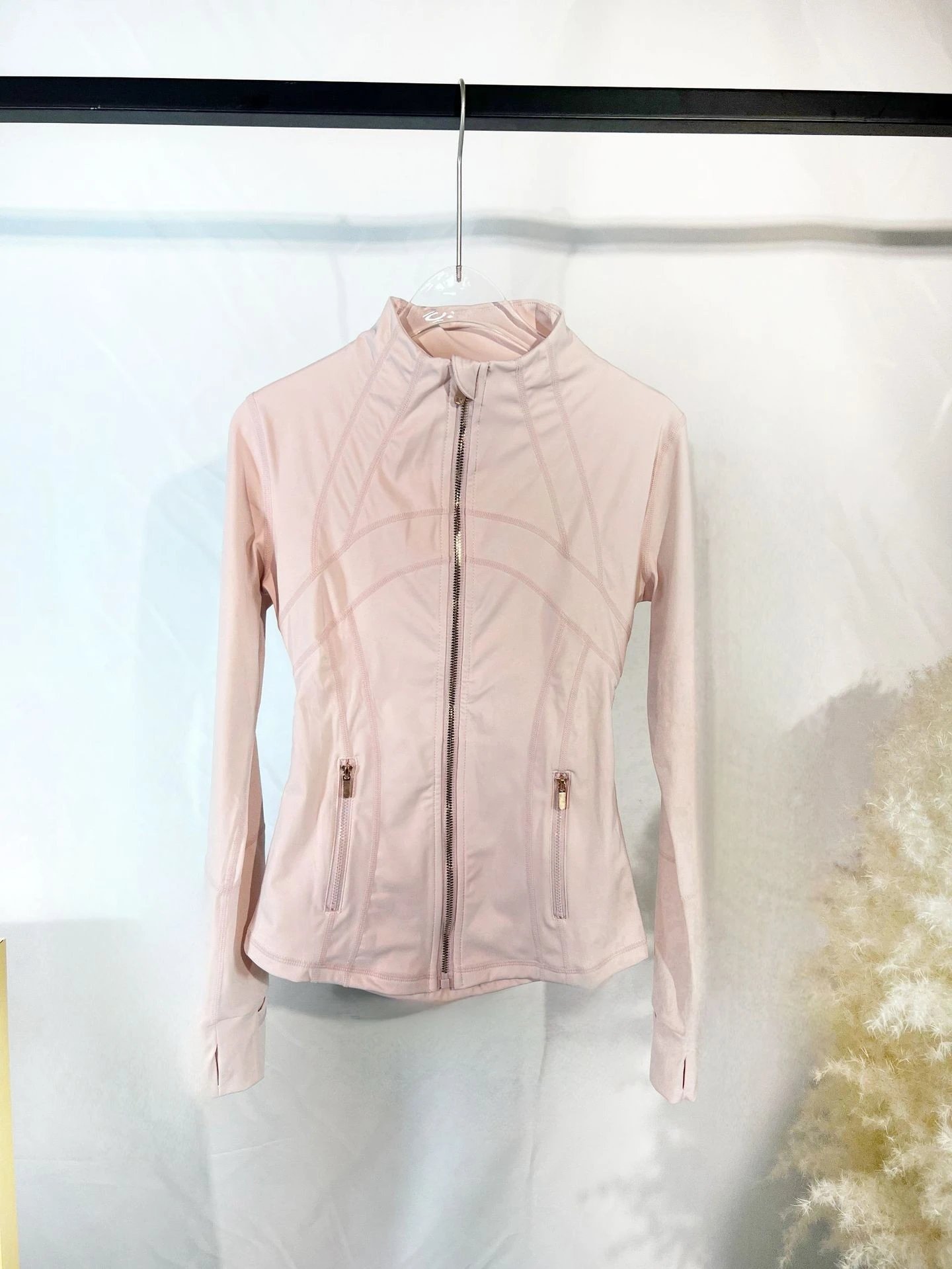 Alo Yoga Sculpt Long Sleeve Zip-Up Top Dusty Pink Activewear - 7