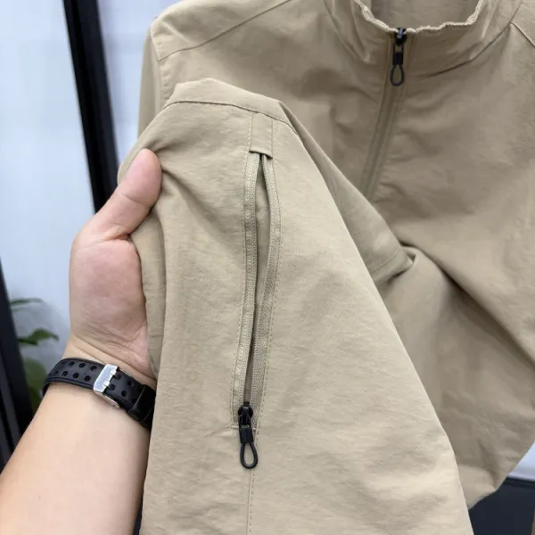 Design Fleece-Lined Windbreaker Gray Jacket Outerwear - 9