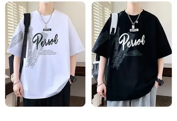 Design Persol Graphic Print Oversized T-Shirt Black - 26
