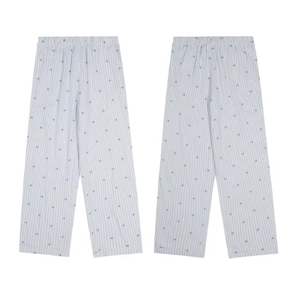 Design Floral Print Wide-Leg Pajama Pants White Sleepwear - 78