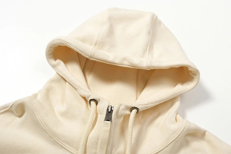 Design Zip-Up Hoodie Beige Hoodie - 3