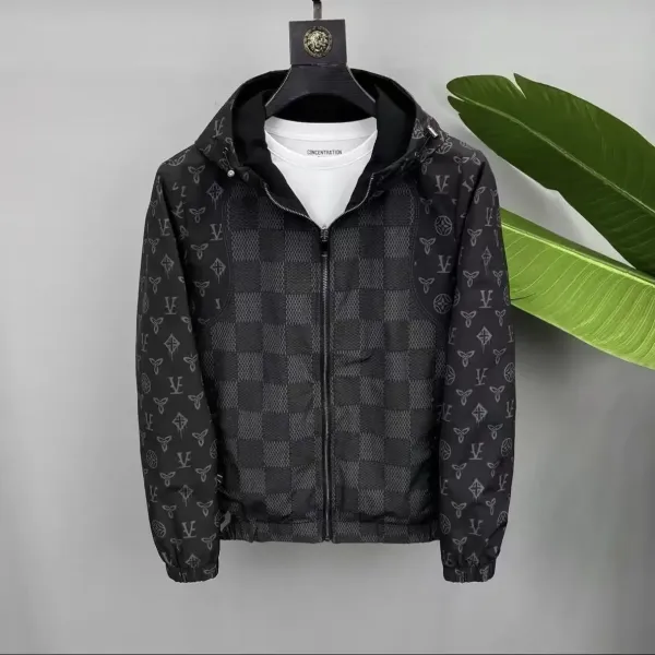 Louis Vuitton Monogram Damier Hooded Windbreaker Black Outerwear - 1