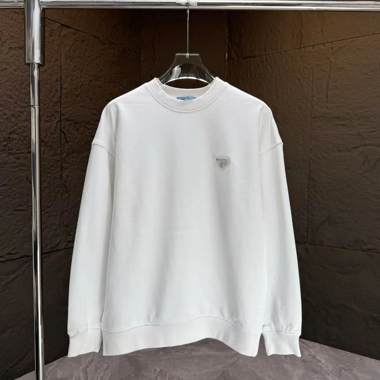 Prada Logo Trim Long-Sleeve T-Shirt White - 3