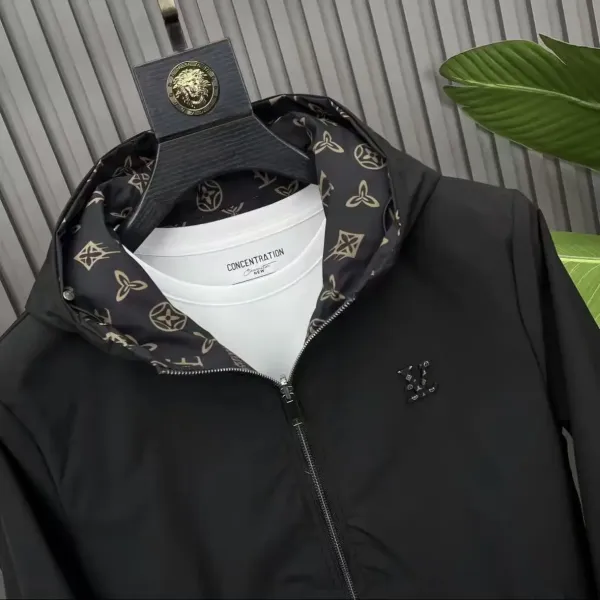 Louis Vuitton Monogram Damier Hooded Windbreaker Black Outerwear - 8