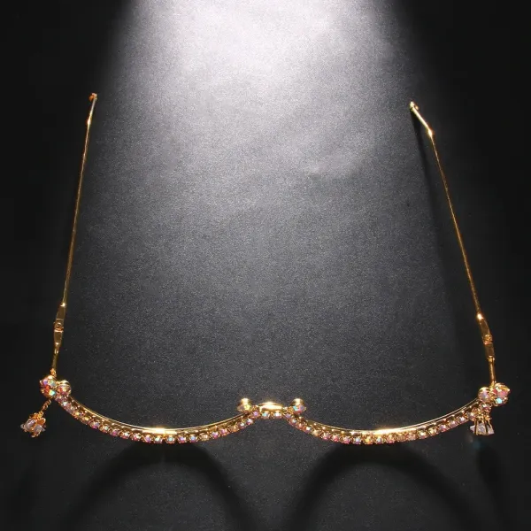 Design Crystal-Embellished Gold Rimless Eyewear - 1