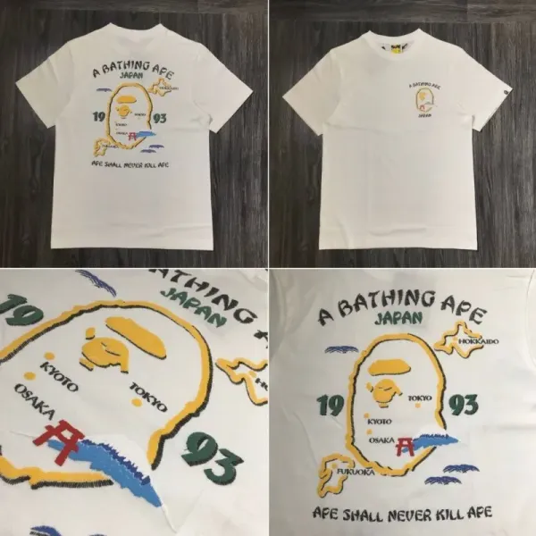 A Bathing Ape Japan Map Graphic T-Shirt White - 1