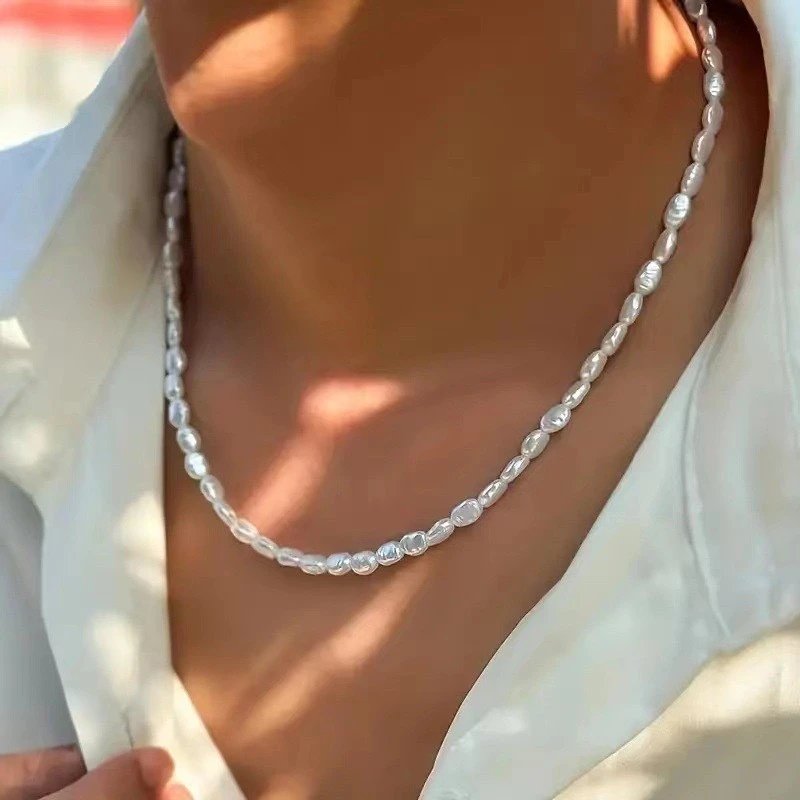 Design Pearl Bead Necklace with Rocking Horse Charm and Matching Ring Set Jewelry - 16