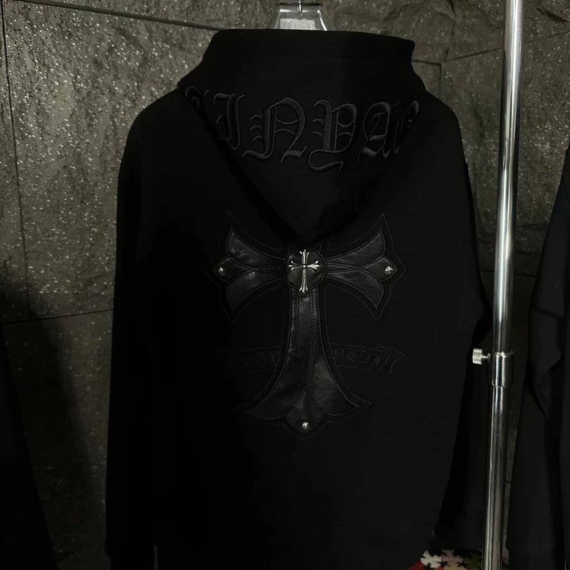 Chrome Hearts Cross Embroidered Black Hoodie - 6