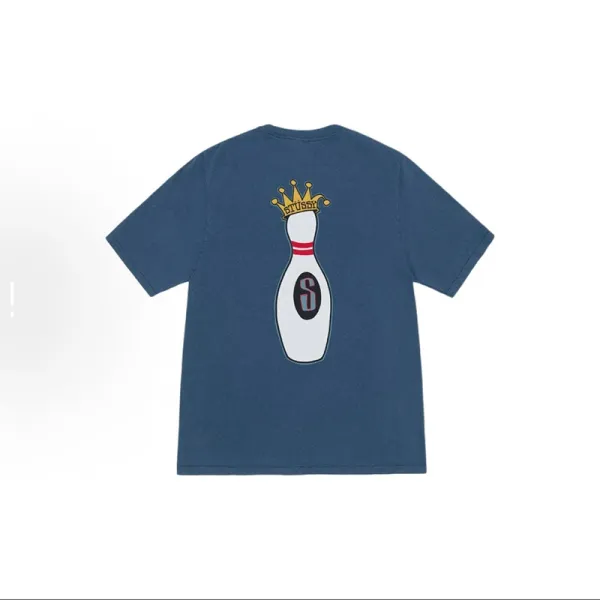 Stussy Bowling Pin Crown T-Shirt Navy - 1