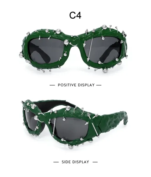 Design Spiked Purple Oversized Sunglasses - 15