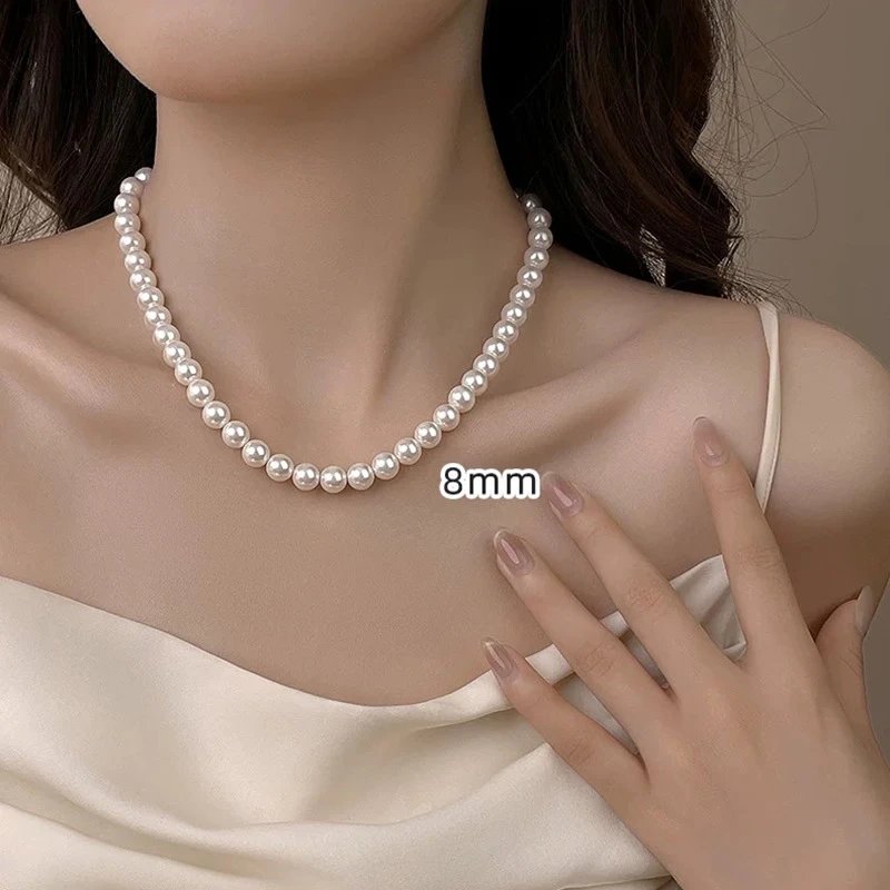Design Pearl Bead Necklace with Rocking Horse Charm and Matching Ring Set Jewelry - 33
